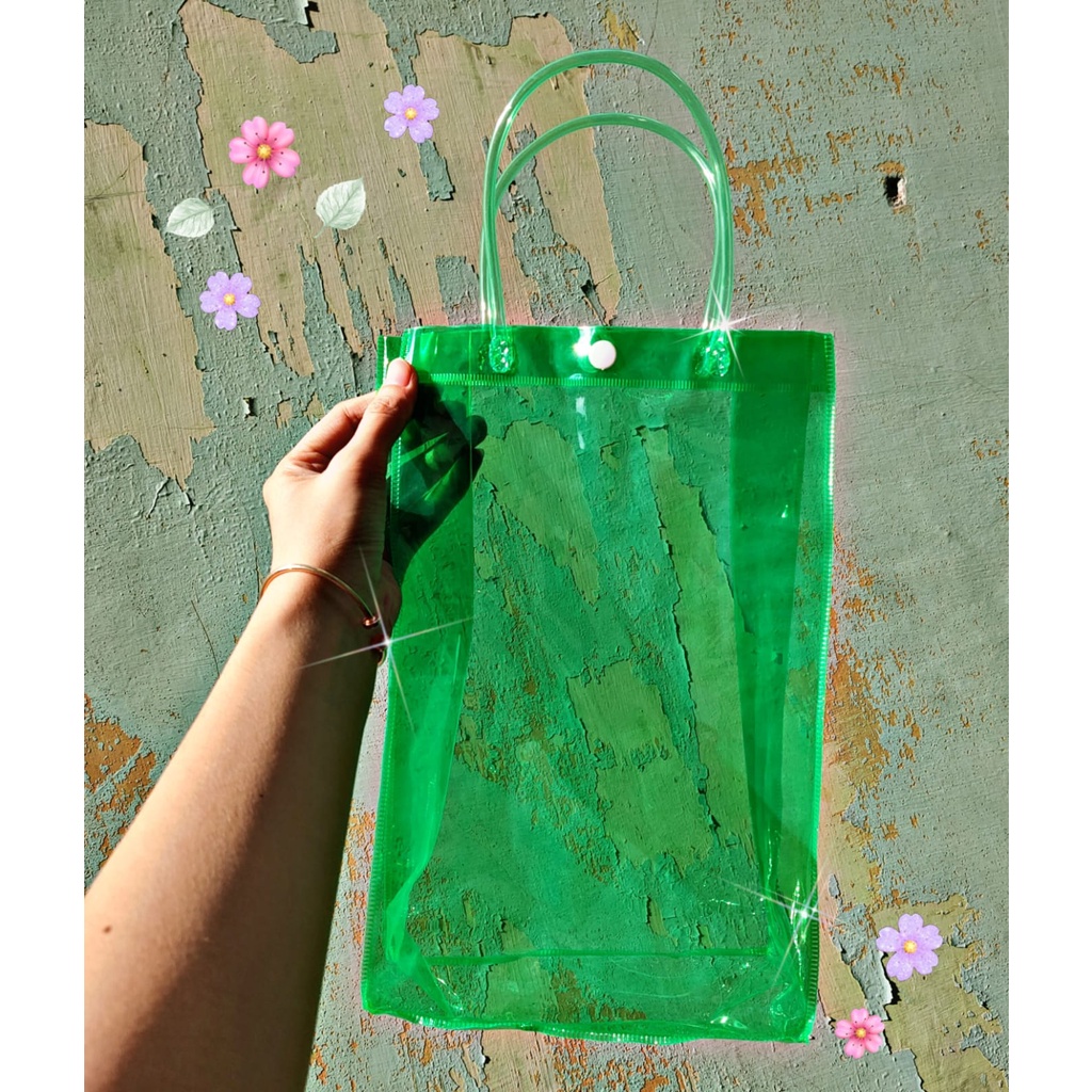 [TOYOU SHOP M01] TAS TRANSPARAN | SHOPPING BAG | TOTE BAG | GOODY BAG | TAS POLOS | TAS MIKA | TAS PVC | TAS HAMPERS - HIJAU