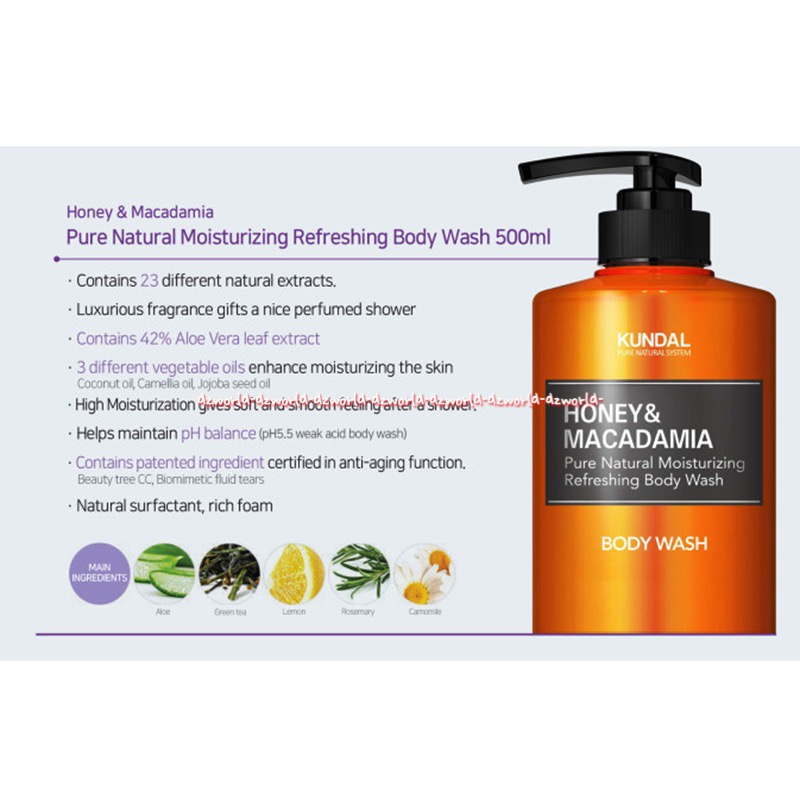 Kundal Honey &amp; Macadamia 500ml Moisturising Refreshing Body Wash Sabun Cair badan