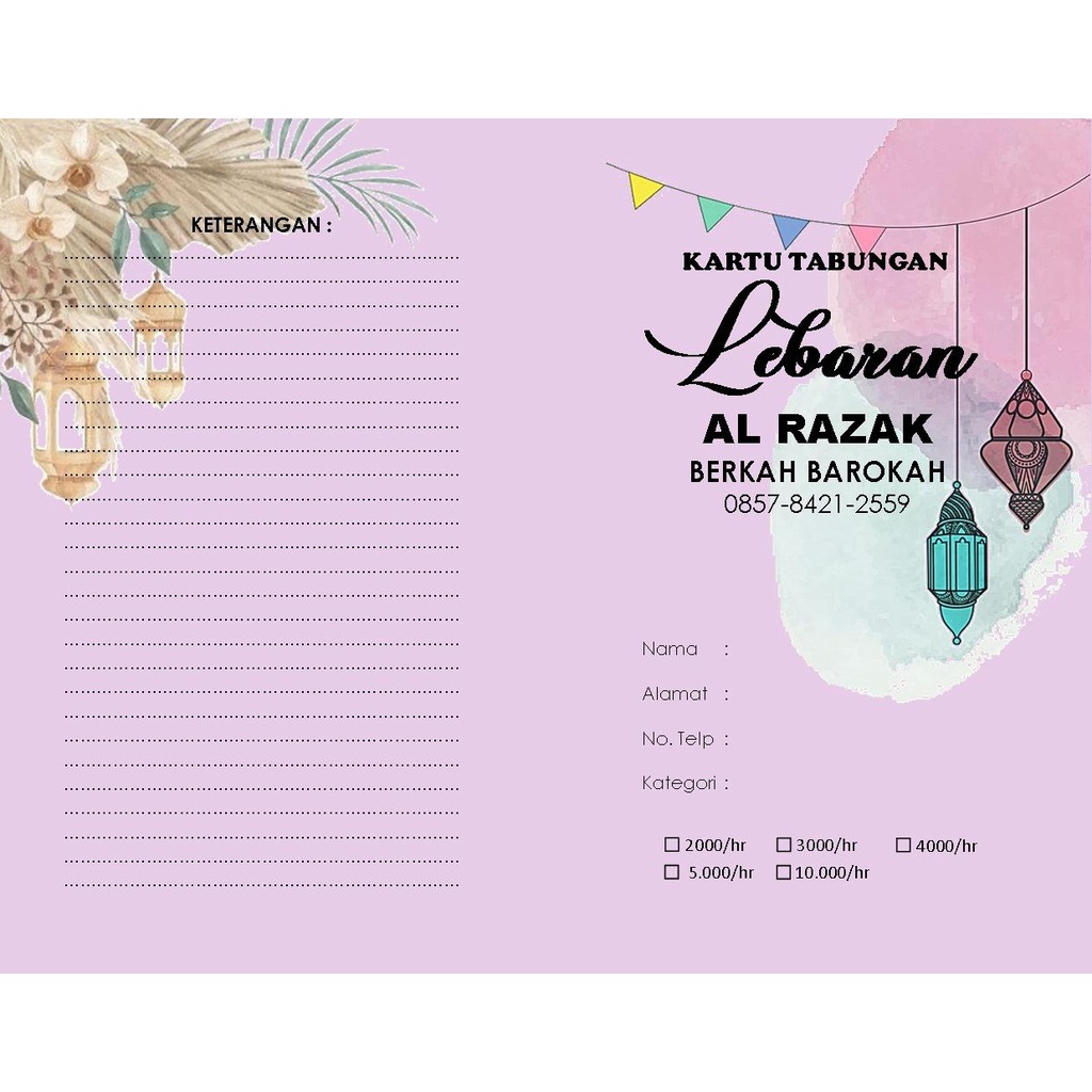 

KARTU PAKET LEBARAN/KARTU TABUNGAN LEBARAN AESTETIK/KARTU TABUNGAN HARI RAYA AESTETIK