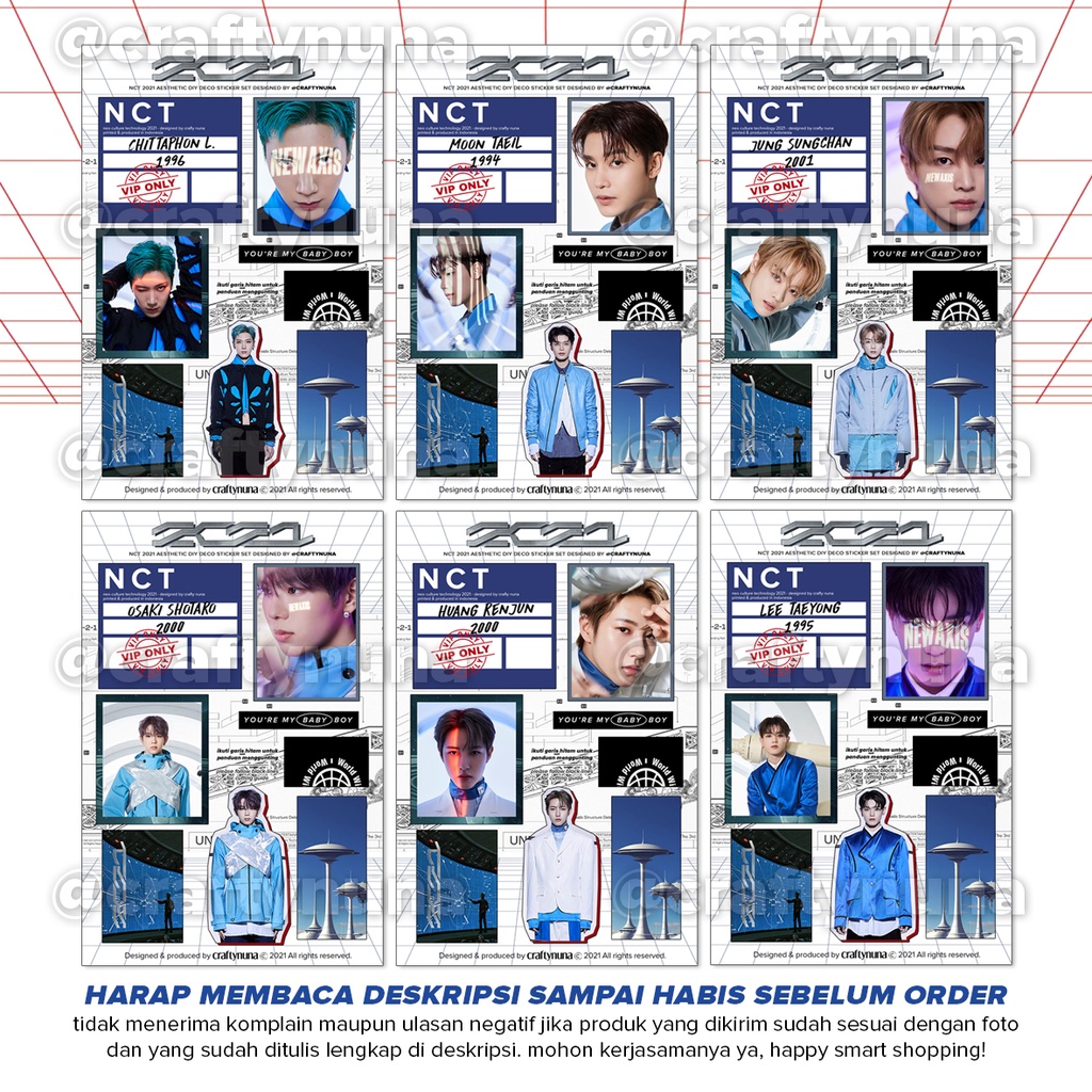(NC-024) 21 member - NCT 2021 STICKER AESTHETIC DIY SET DECO stiker case hp estetik dream 127 wayv universe journal set