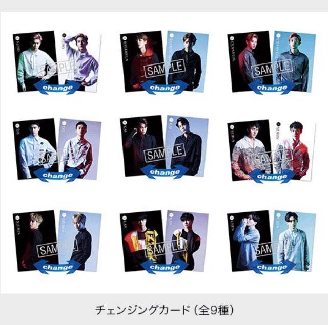 exo exordium japan changing /lenticular card - suho, baekhyun, lay, chen, chanyeol, sehun, kyungsoo