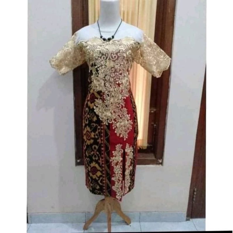 DRESS BROKAT TENUN FASHION TROSO JEPARA, DRESS CASUAL BROKAT TENUN ETNIK JEPARA, DRESS TENUN KOMBINA