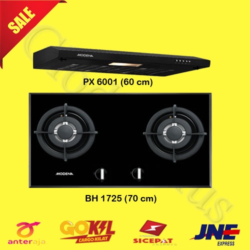 PAKET PROMO MODENA Kompor Gas dan Penghisap BH 1725 + PX 6001 Cooker Hood