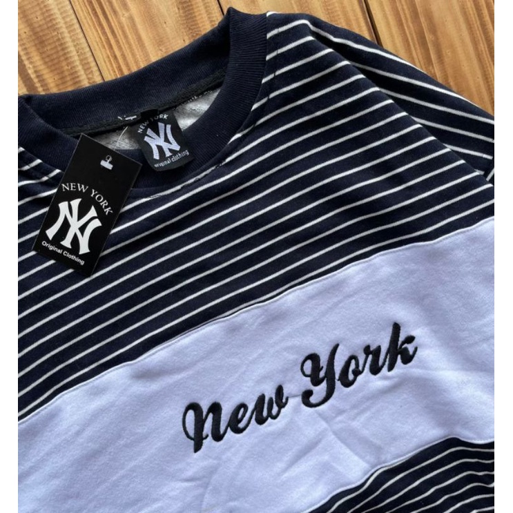 CREWNECK NY NEW YORK PUTIH / HITAM SALUR FULLTAG &amp; LEBEL