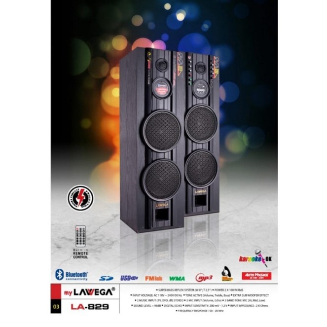 Lawega LA-829 Speaker Active - FM Radio - Bluetooth - USB