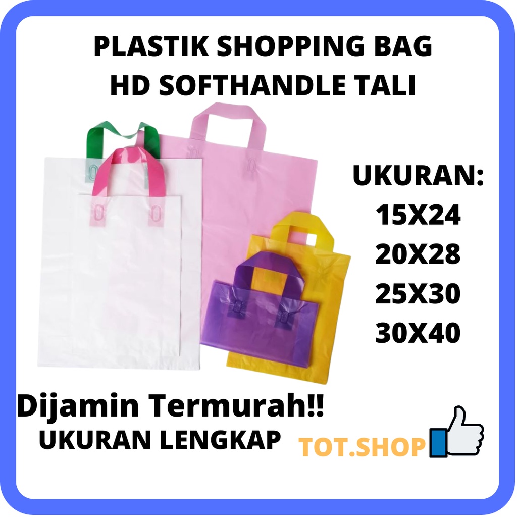25X30 [100-LBR] PLASTIK SHOPPING HD SOFT HANDLE TALI KANTONG POLOS SHOPPING BAG