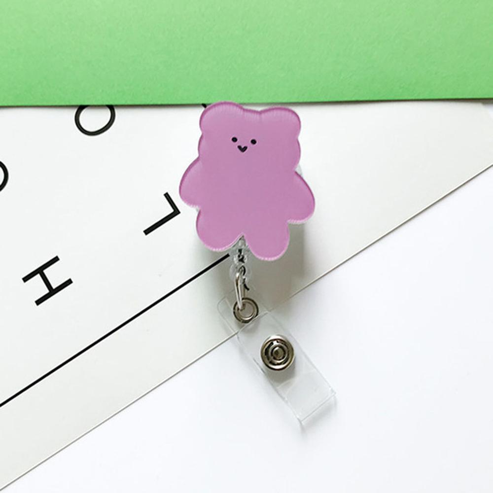 Lanfy Retractable Badge Reel Perlengkapan Kantor Korea Bears Reel Klip Perawat Dokter Student Name Card Holder