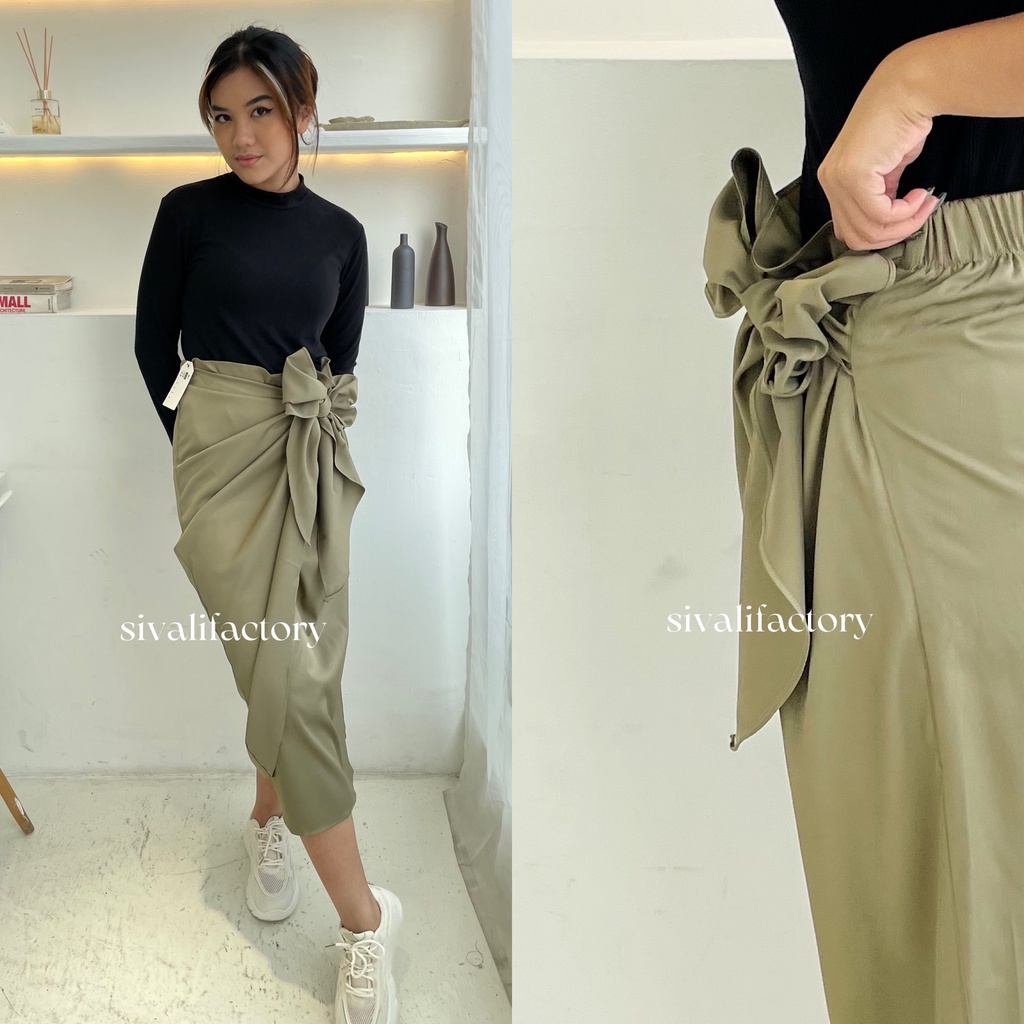 SIVALI Bianca Skirt - Wrap Skirt Rok Lilit Polos Wanita Midi Maxi Skirt 1999