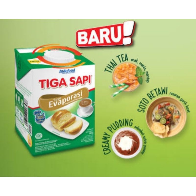 

Indofood tiga sapi susu evaporasi 500g