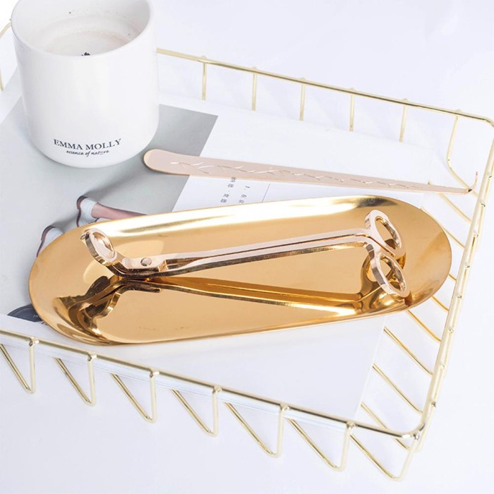 Triple W Oval Gold Tray Nordic Goldtray Stainless Tatakan Oval Nampan Emas Premium