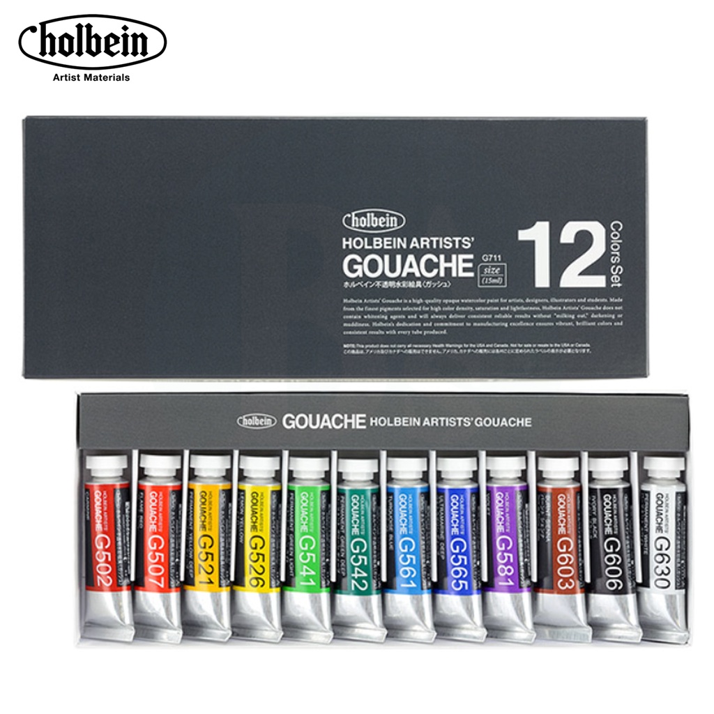 

Artists' Gouache Set - Set of 12, 15 ml tubes - Holbein