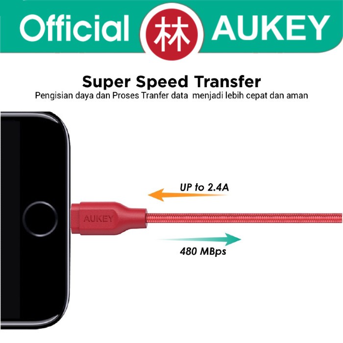 Aukey CB-AM1 Data Cable Micro USB Braided Nylon Series 1m