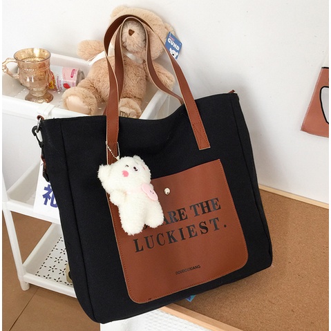 Tote Bag Wanita yang Stylish untuk Aktivitas Sehari-hari Tas Wanita Import iBag GTF 329 Bahan Kulit Kanvas Premium Tote Bag