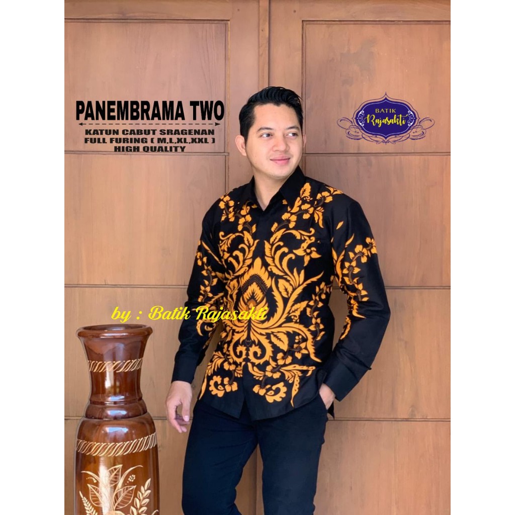 PANEMBRAMA TWO RAJASAKTI KEMEJA BATIK SOLO PRIA LENGAN PANJANG LAPIS FURING ATASAN BATIK PREMIUM MODERN KATUN HALUS BAHUWIRYA  BANAMITRA BANAMITRA PUTIH BANGSAWAN BAYU PUTRA BERLIAN BIRU BHARATAYUDA BIMASENA BIRENDRA BIRU INDAH BRAHMAKERTA BRAHMAKERTA