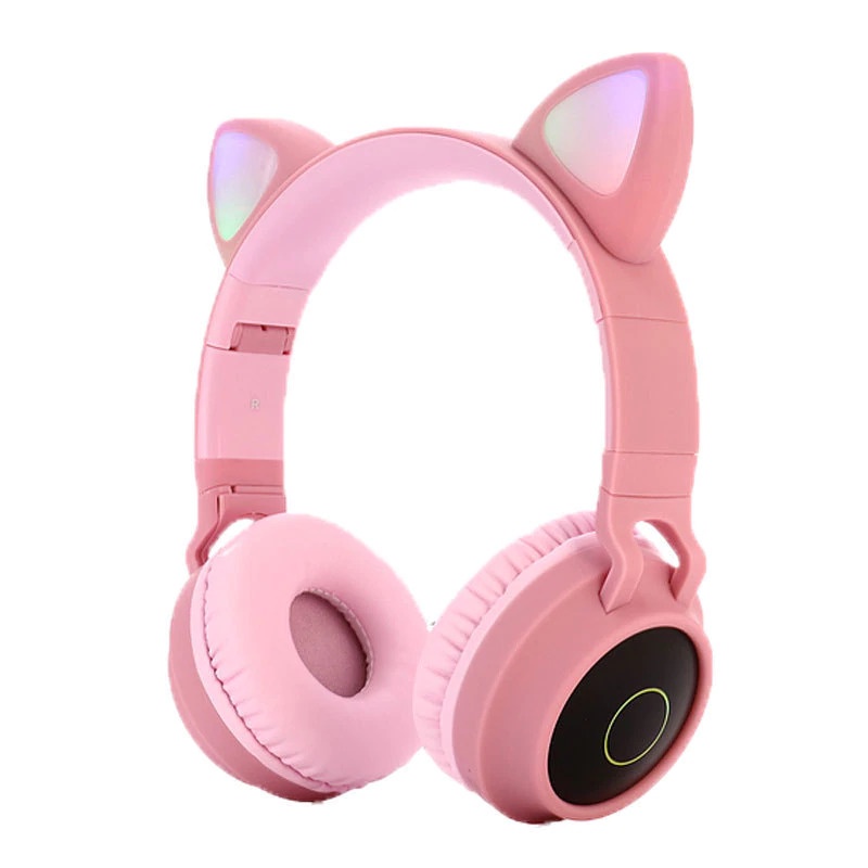 Headset Bluetooth Premium Headphone Gaming Model Kucing RGB with Mic Headphone Wireless High Quality