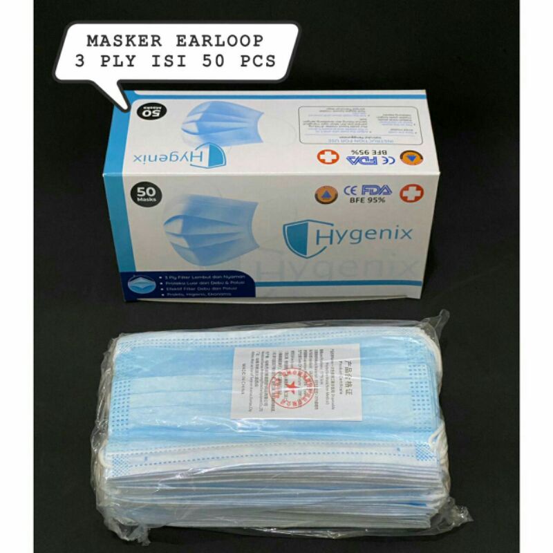 Masker earloop tebal 3ply 50 pcs