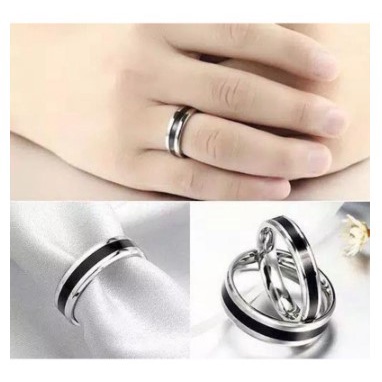 CINCIN MURAH / Cincin titanium/couple epoxy MINI list putih hitam / BISA COD ( BAYAR DI RUMAH )