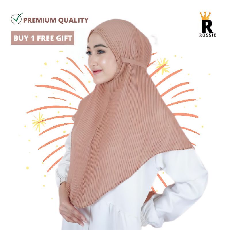 Bergo Maryam Plisket Ceruty - Bergo Plisket Tali - Pashmina Bergo Plisket