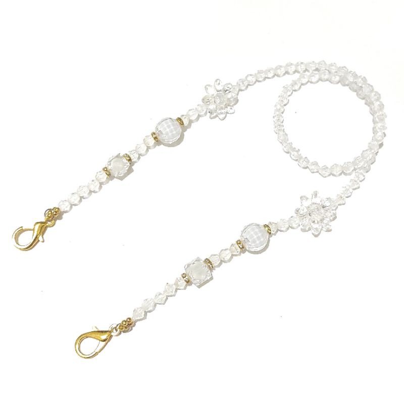 Kalung Gantungan Masker Strap Mask Flower Crystal Acrilic Premium Series Luxury Diamond Hanging