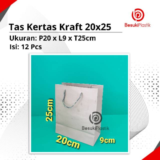 

Tas Kertas Kraft 20x25 / Tas Kraft 20cm / Tas Kertas Coklat 20x25cm / Tas Souvenir 20x25