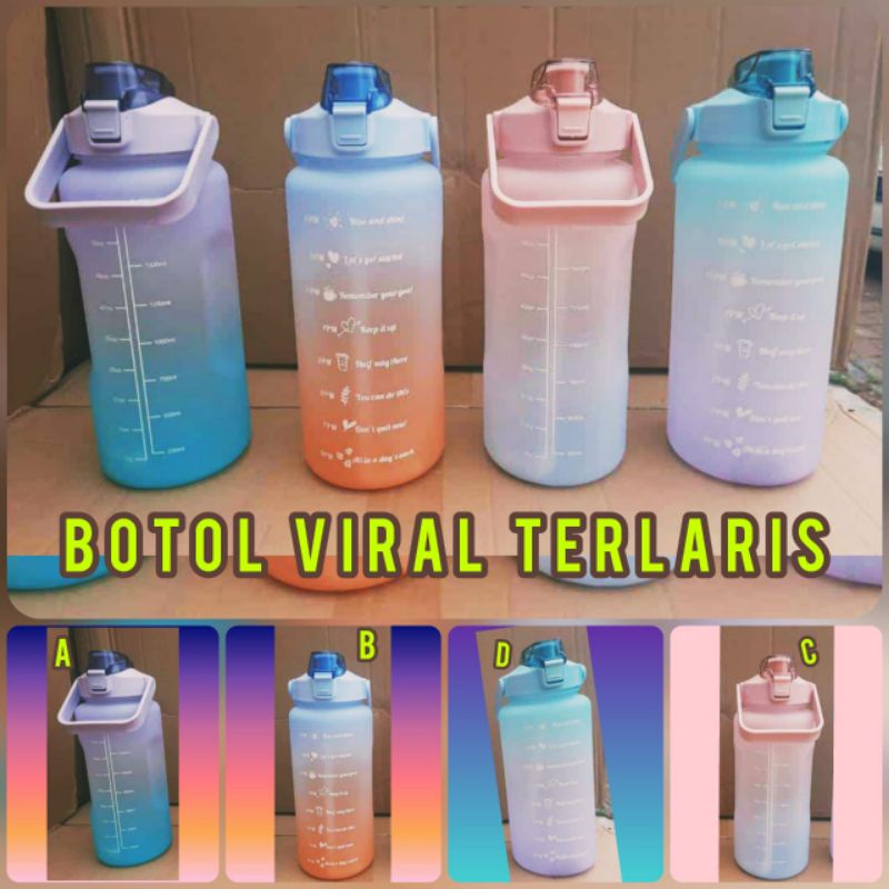 Botol Minum motivasi Tritan Quifit 2Liter Handle Gradasi Gradiasi - Free Stiker