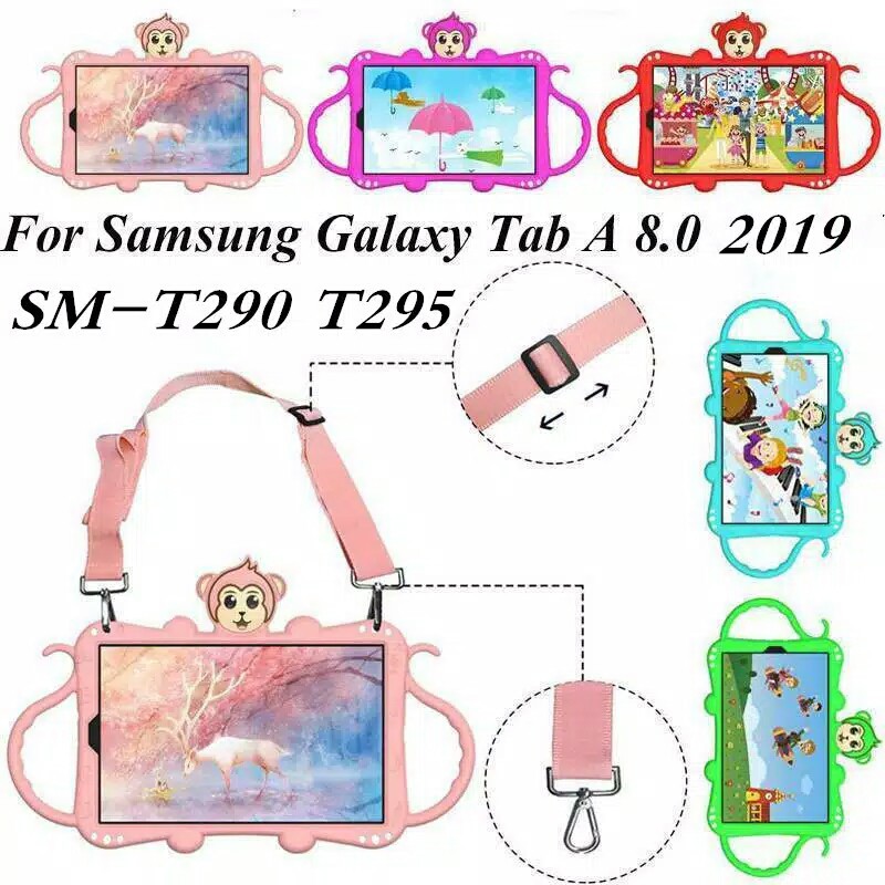 Case Tab Tablet Samsung Kids Softcase Standing Monkey Tab A8 A 8 T295 T290 Non S Pen Casing Anak