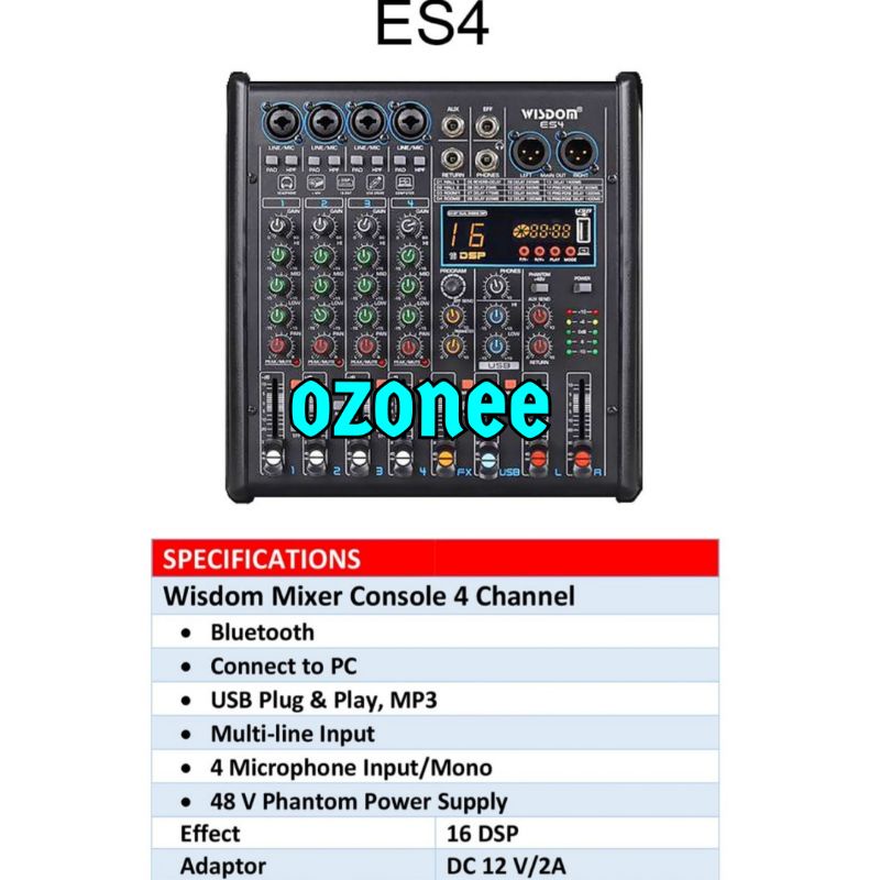 MIXER AUDIO WISDOM ES4 ES 4 4 CHANNEL ORIGINAL