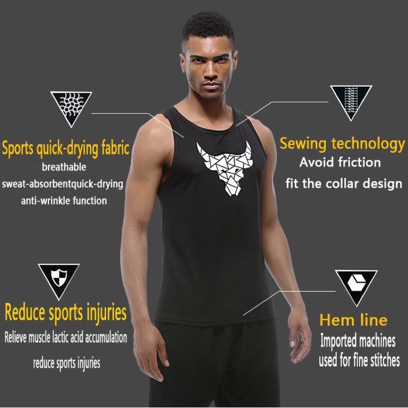 KAOS SINGLET SPORT IMPORT PRIA FITNES OLAHRAGA DRY FIT CEPAT KERING WI4