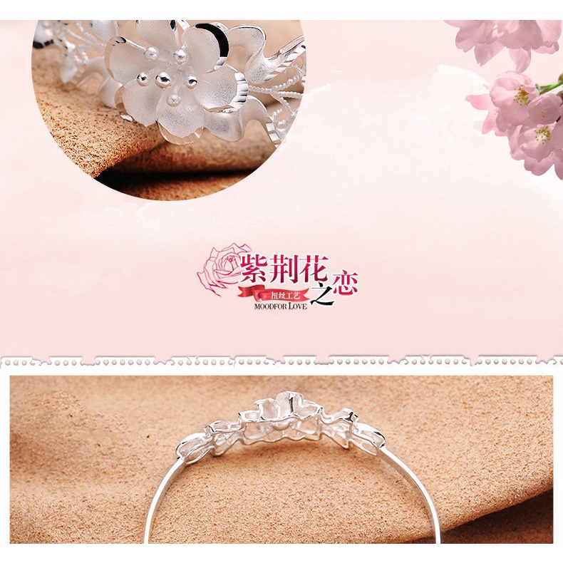 Gelang Adjustable Desain Bunga Bauhinia Bahan Stainless Untuk Wanita