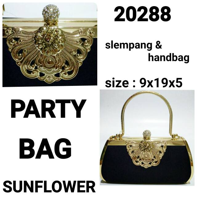 Tas pesta kondangan party bag sunflower 20288 warna black hitam