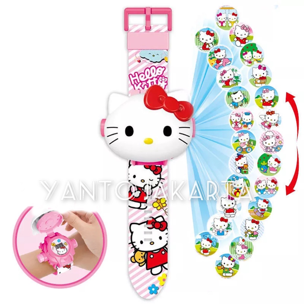 JAM TANGAN ANAK PEREMPUAN HELLO KITTY PROYEKTOR 24 GAMBAR