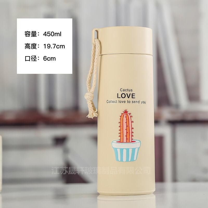 Botol Kaktus/Botol Minum Kaca Kaktus/Botol Air Kaca Kaktus 450 ml/Cactus Bottle