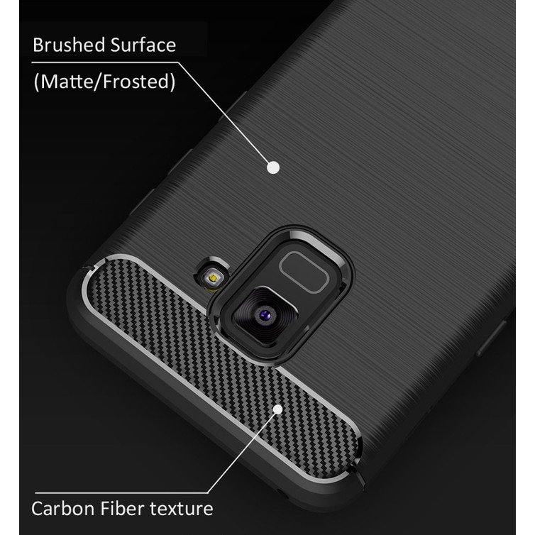 FIBER LINE Samsung A8 - A8 Plus 2018 soft case casing tpu cover carbon         / Case HP / Casing HP