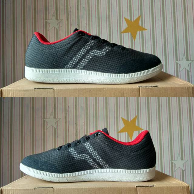 Sepatu sneakers casual Piero new york black red P10504 original