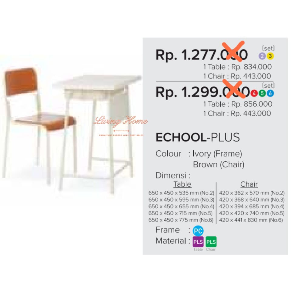 Kursi Lipat Chitose Echool Plus School Table Chair Bangku Susun Meja Belajar Sekolah Seminar Kuliah
