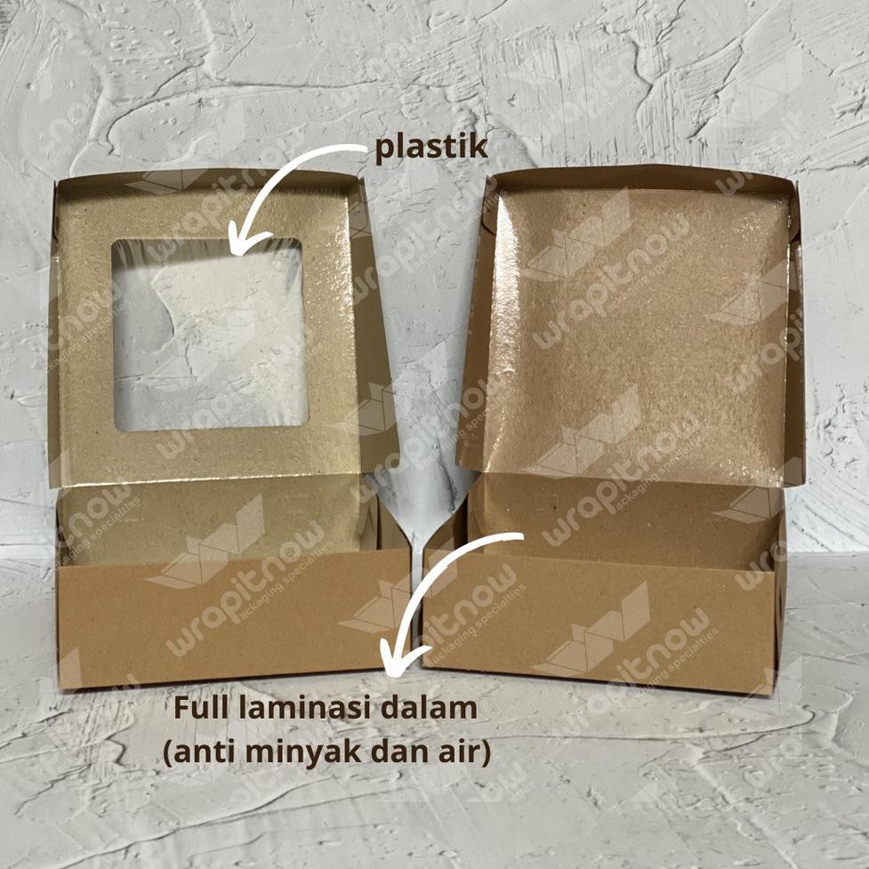 

[Terlaris Today] (isi 50 pcs) Dus Kraft Coklat 20x20x7 Laminasi// dus makan/ dus roti/ due kue/ dus