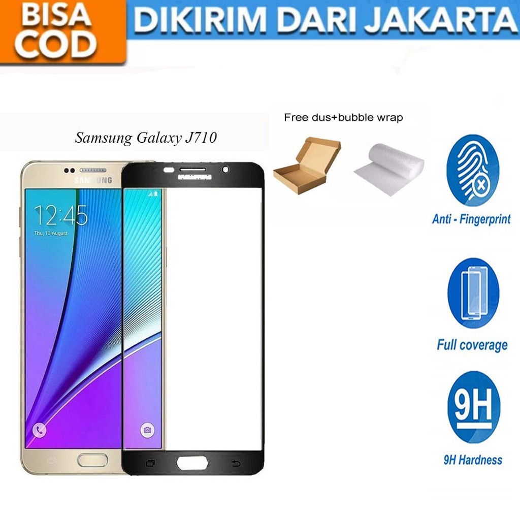 Samsung Galaxy J710 / J7 2016 Full Cover/Full Screen Tempered Glass Screen Protector Anti Gores