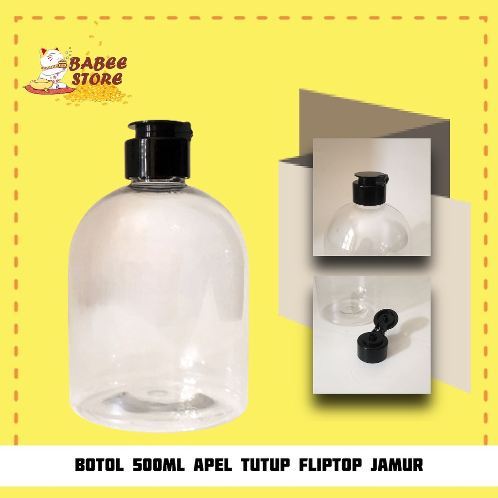 BABEE - BOTOL PLASTIK 500ML BENING PENDEK FLIPTOP /BOTOL 500ML FLIPTOP / BOTOL BENING 500ML WADAH SI ULANG [HARGA GROSIR]