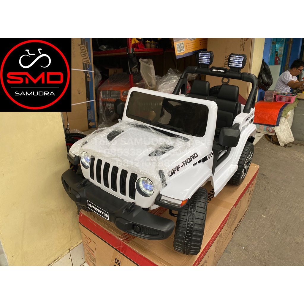 Mobil Aki Mainan Anak Cas Remot PMB 8288 DUAL Dinamo Model JEEP 6v Rubicon Murah BDG