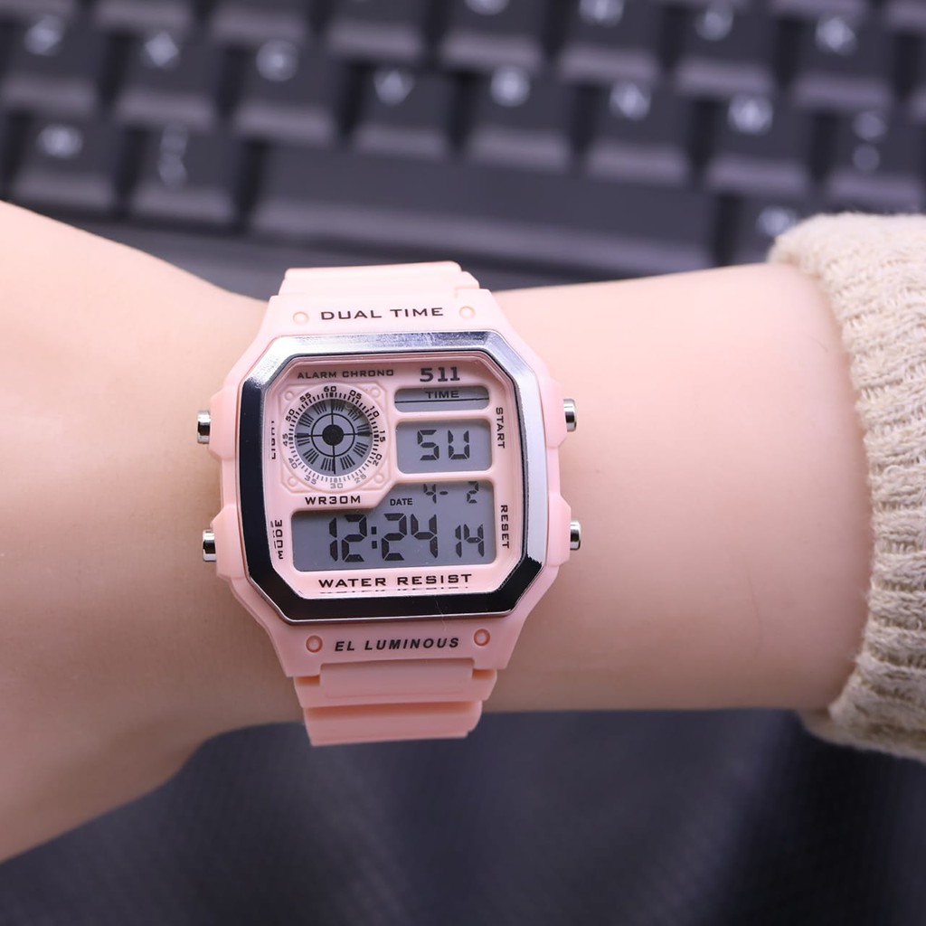 Jam tangan wanita Fashion Digital 511 Dual Time/Jam Tangan Cewek Fashion Dual Time Digital Terbaru