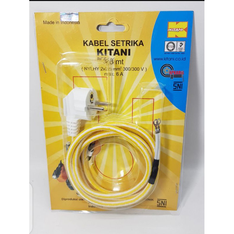 Kabel Setrika 1.8 Meter Kitani/KABEL SETRIKA / GOSOKAN ARDE ISI 2 SNI / Bagus KITANI 1.8m