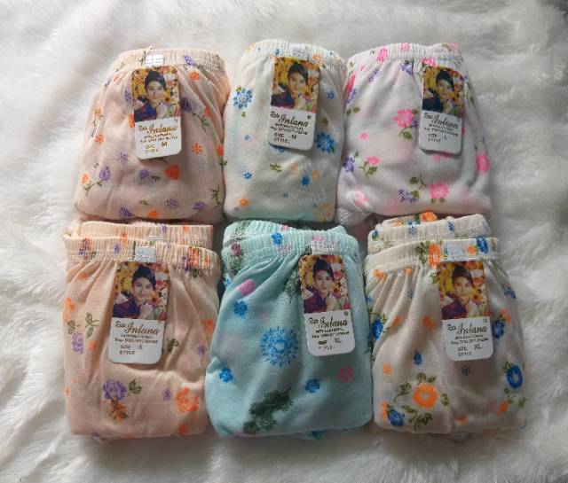 1 Lusin celana dalam wanita kain katun  motif bunga M,L,XL,3L,4L murah sidoarjo-1