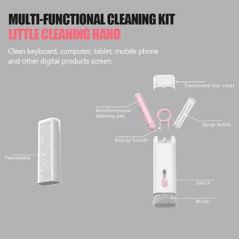 7in1 Kit Sikat Pembersih Keyboard Komputer Bluetooth Headphone Cleaning Pen Alat Pembersih Earphone Dengan Keycap Extractor