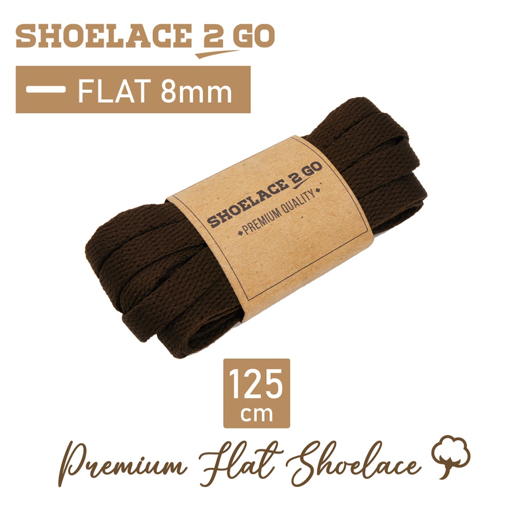 SHOELACE 2 GO PREMIUM TALI SEPATU GEPENG PIPIH FLAT C3 - DARK BROWN - 125CM