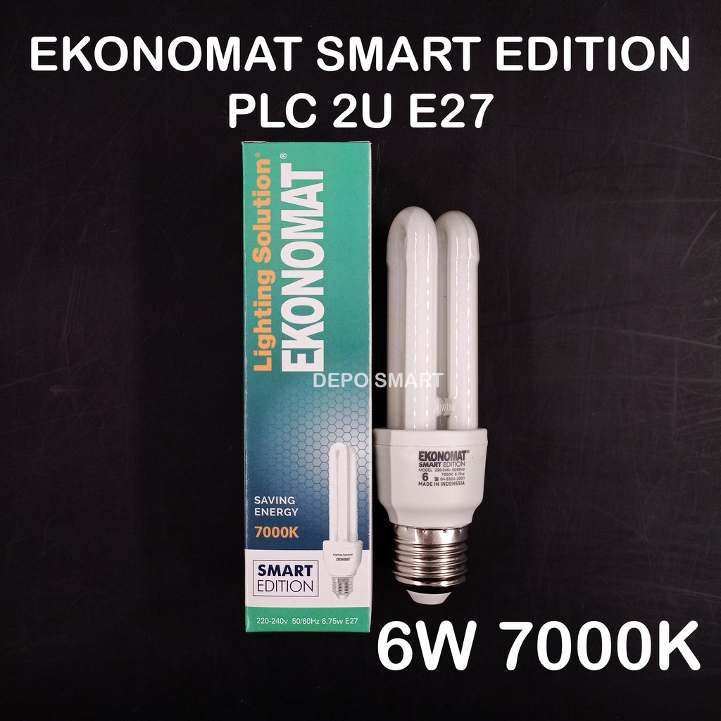 LAMPU EKONOMAT SMART EDITION PLC MODEL 6 7000K PUTIH 6W E27 MURAH