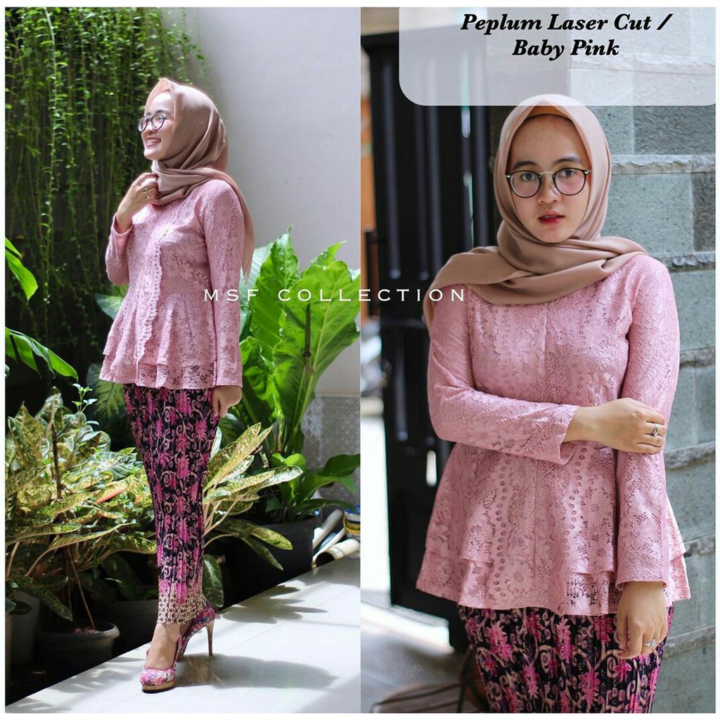 QIA&gt; PEPLUM LASER CUT / SET KEBAYA FLOY MODERN / BAJU KEBAYA BRUKAT / KEBAYA MODERN / BAJU WISUDAAN