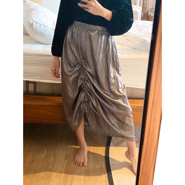 adjustable silky skirt / ROK LOOK LEATHER