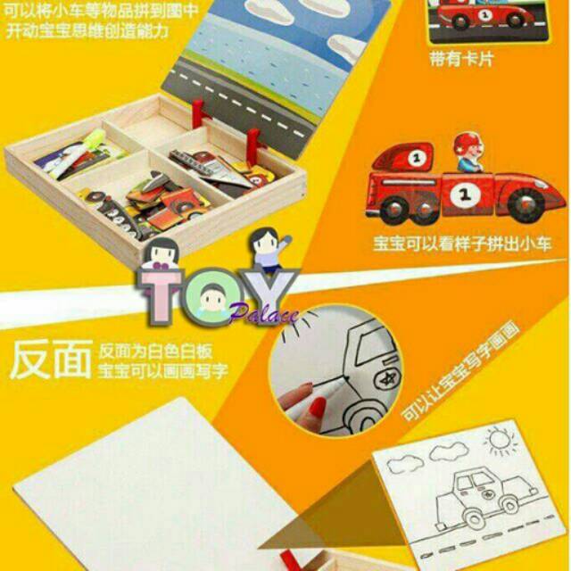 

Double Easel Magnetic Board Papan Tulis Magnet Anak Transportation Vehicle
