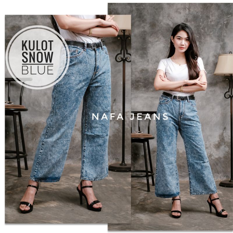 FREE BELT Highwaist Kulot Jeans Wanita / Kulot Jeans lipat / Kulot Jins / Kulot snow Murah