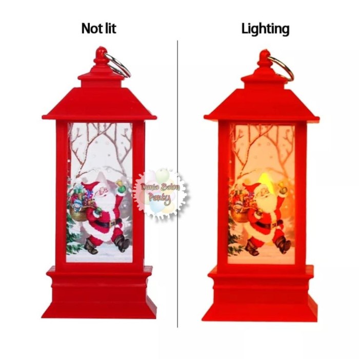 Lampu Lentera Lilin Led Natal / Hiasan Natal Souvenir Christmas 20cm